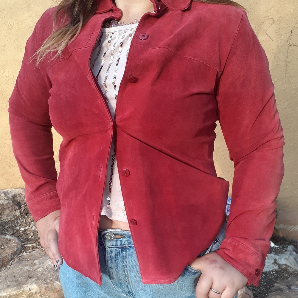Pendleton S Red Button Down Leather Jacket - image 3